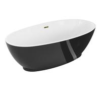 Mexen Bilbao baignoire autoportante 180 x 90 cm, blanc/noir, trop-plein doré - 51311809075-50 46593 5905315385536