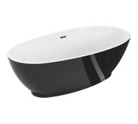 Mexen Bilbao baignoire autoportante 180 x 90 cm, blanc/noir, trop-plein or rose - 51311809075-60 46595 5905315385550