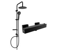 Mexen Carl ensemble de douche en saillie avec pommeau de douche et robinet thermostatique Cube, noir - 77200240-70