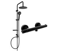 Mexen Carl ensemble de douche monté en surface avec douche de tête et robinet de douche thermostatique Slim, noir - 77105240-70 5966 5907709180505