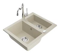 Mexen Carlos évier en granit 1,5 bac avec robinet de cuisine Carla, beige - 6518-69-670700-00 18792 5905315042231