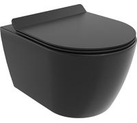 Mexen Carmen Cuvette de WC sans rebord avec plaque mince à chute lente, duroplast, noir mat - 30880185