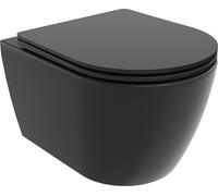 Mexen Carmen Cuvette de WC sans rebord avec plaque mince à chute lente, duroplast, noir mat - 30881085