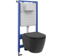 Mexen Carmen ensemble encastré WC bâti-support Tex Slim avec cuvette WC et abattant à descente lente, noir mat - 610030881085 101475 5907931048727