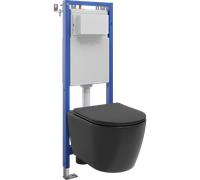 Mexen Carmen ensemble encastré WC cadre étroit, d'angle Tex W avec cuvette WC Tornado et abattant à fermeture lente, noir mat 101493 5907931048901