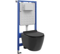 Mexen Carmen ensemble encastré WC cadre pneumatique Tex Air Slim avec cuvette WC et abattant à fermeture douce, noir mat 101484 5907931048819