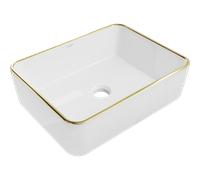 Mexen Catia lavabo à poser 48 x 37 cm, blanc/or bord - 21314805 21910 5907709156883