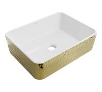 Mexen Catia lavabo à poser 48 x 38 cm, blanc/or motif écailles - 21314808 21912 5907709156906