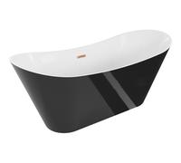 Mexen Celia baignoire autoportante 170 x 75 cm, blanc/noir, trop-plein cuivre brossé - 52331707575-65 46044 5905315380869