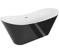 Mexen Celia baignoire autoportante 170 x 75 cm, blanc/noir, trop-plein en nickel brossé - 52331707575-97