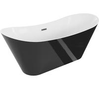 Mexen Celia baignoire autoportante 170 x 75 cm, blanc/noir, trop-plein gun gris brossé - 52331707575-66
