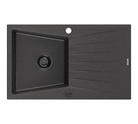Mexen Cesar évier de cuisine en granit avec 1 bac et égouttoir 775 x 470 mm, noir moucheté, siphon noir - 6514771010-76-B 16367 5905315013422