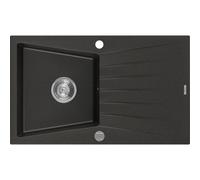Mexen Cesar évier en granit 1 bac avec égouttoir 775 x 470 mm, noir/métallique doré, siphon chromé - 6514771010-75 4026 5907709194762