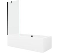 Mexen Cube baignoire rectangulaire 170 x 80 cm avec habillage et paravent 1 battant 70 cm, transparent, noir 21966 5905315201645