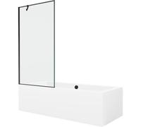 Mexen Cube baignoire rectangulaire 170 x 80 cm avec habillage et paravent à 1 panneau 90 cm, motif noir - 550517080X9509007070 21974 5905315201720