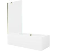 Mexen Cube baignoire rectangulaire 170 x 80 cm avec habillage et paravent à 1 panneau 90 cm, transparent, doré 21962 5905315201607
