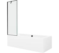 Mexen Cube baignoire rectangulaire 170 x 80 cm avec habillage et paravent à 1 panneau de 60 cm, motif noir 21971 5905315201690
