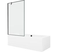 Mexen Cube baignoire rectangulaire 170 x 80 cm avec habillage et pare-baignoire 1 volet 100 cm, motif noir 21975 5905315201737