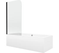 Mexen Cube baignoire rectangulaire 170 x 80 cm avec habillage et pare-douche 1 panneau 70 cm, transparent, noir 12929 5907709161641