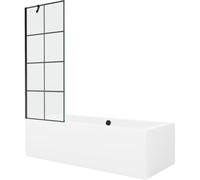 Mexen Cube baignoire rectangulaire 170 x 80 cm avec habillage et paroi 1 volet 70 cm, motif noir - 550517080X9507007077 21978 5905315201768