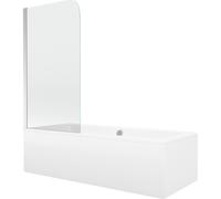 Mexen Cube baignoire rectangulaire 170 x 80 cm avec habillage et paroi de douche 1 volet 80 cm, transparent, chrome 12934 5907709107762