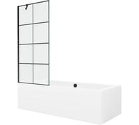 Mexen Cube baignoire rectangulaire 170 x 80 cm avec habillage et paroi de douche à 1 volet 80 cm, motif noir 21979 5905315201775