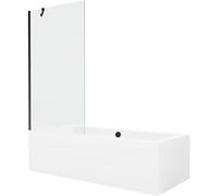 Mexen Cube baignoire rectangulaire 170 x 80 cm avec habillage et paroi de douche à 1 volet 90 cm, transparent, noir 21968 5905315201669