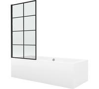 Mexen Cube baignoire rectangulaire 170 x 80 cm avec habillage et paroi de douche à 1 volet de 80 cm, motif noir 12951 5907709161788