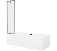 Mexen Cube baignoire rectangulaire 170 x 80 cm avec pare-baignoire 1 vantail 50 cm, motif noir - 550517080X9505007070 21970 5905315201683