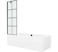 Mexen Cube baignoire rectangulaire 170 x 80 cm avec habillage et paroi à 1 vantail 60 cm, motif noir - 550517080X9506007077 21977 5905315201751