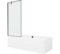 Mexen Cube baignoire rectangulaire 170 x 80 cm avec tablier et paravent à 1 volet de 80 cm, motif noir - 550517080X9508007070 21973 5905315201713