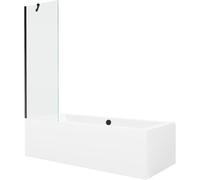 Mexen Cube baignoire rectangulaire 170 x 80 cm avec tablier et pare-baignoire à 1 vantail 60 cm, transparent, noir 21965 5905315201638