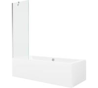Mexen Cube baignoire rectangulaire 170 x 80 cm avec tablier et paroi 1 volet 60 cm, transparent, chrome - 550517080X9506000001 21953 5905315201515
