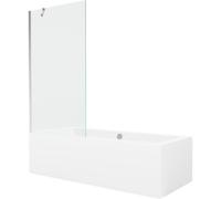 Mexen Baignoire rectangulaire Cube 170 x 80 cm avec écran 1 porte 90 cm, Transparent, Chrome - 550517080X9509000001