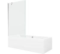 Mexen Cube baignoire rectangulaire 170 x 80 cm avec tablier et paroi de douche 1 battant 100 cm, transparent, chrome 21957 5905315201553