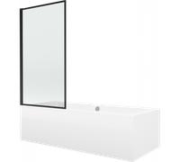 Mexen Cube baignoire rectangulaire 170 x 80 cm avec tablier et paroi de douche à 1 volet 80 cm, motif noir fixe 12946 5907709161757