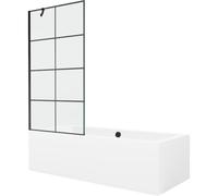 Mexen Cube baignoire rectangulaire 170 x 80 cm avec tablier et paroi de douche à 1 volet 90 cm, motif noir 21980 5905315201782