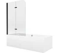 Mexen Cube baignoire rectangulaire 170 x 80 cm avec tablier et paroi de douche à 2 battants 100 cm, transparent, noir 12938 5907709161696