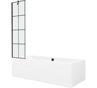 Mexen Cube baignoire rectangulaire 180 x 80 cm avec habillage et paravent à 1 volet 50 cm, motif noir - 550518080X9505007077 22006 5905315202048