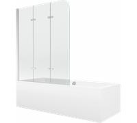 Mexen Cube baignoire rectangulaire 180 x 80 cm avec habillage et paravent 3 volets 120 cm, transparent, chrome 12964 5907709107755