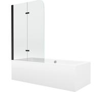 Mexen Cube baignoire rectangulaire 180 x 80 cm avec habillage et paravent à 2 volets 80 cm, transparent, noir 12959 5907709161832
