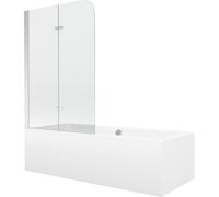 Mexen Cube baignoire rectangulaire 180 x 80 cm avec habillage et paravent à 2 volets de 80 cm, transparent, chrome 12958 5907709161825