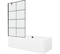 Mexen Cube baignoire rectangulaire 180 x 80 cm avec habillage et pare-baignoire à 1 battant de 100 cm, motif noir 22011 5905315202093