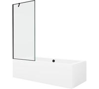 Mexen Cube baignoire rectangulaire 180 x 80 cm avec habillage et paroi de douche 1 panneau 80 cm, motif noir 22003 5905315202017