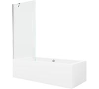 Mexen Cube baignoire rectangulaire 180 x 80 cm avec habillage et paroi de douche 1 volet 80 cm, transparent, chrome 21985 5905315201836