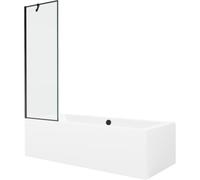 Mexen Cube baignoire rectangulaire 180 x 80 cm avec panneau et écran à 1 vantail 60 cm, motif noir - 550518080X9506007070 22001 5905315201997