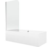 Mexen Cube baignoire rectangulaire 180 x 80 cm avec habillage et paroi de douche à 1 volet 70 cm, transparent, chrome 12953 5907709161795