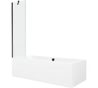 Mexen Cube baignoire rectangulaire 180 x 80 cm avec habillage et paroi pare-baignoire à 1 battant 50 cm, transparent, noir 21994 5905315201928