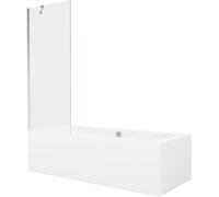Mexen Cube baignoire rectangulaire 180 x 80 cm avec tablier et paravent 1 volet 70 cm, transparent, chrome 21984 5905315201829