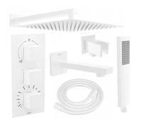 Mexen Cube DR02 ensemble bain-douche encastré avec pomme de douche 25 cm, blanc - 77503DR0225-20 6407 5907709136687